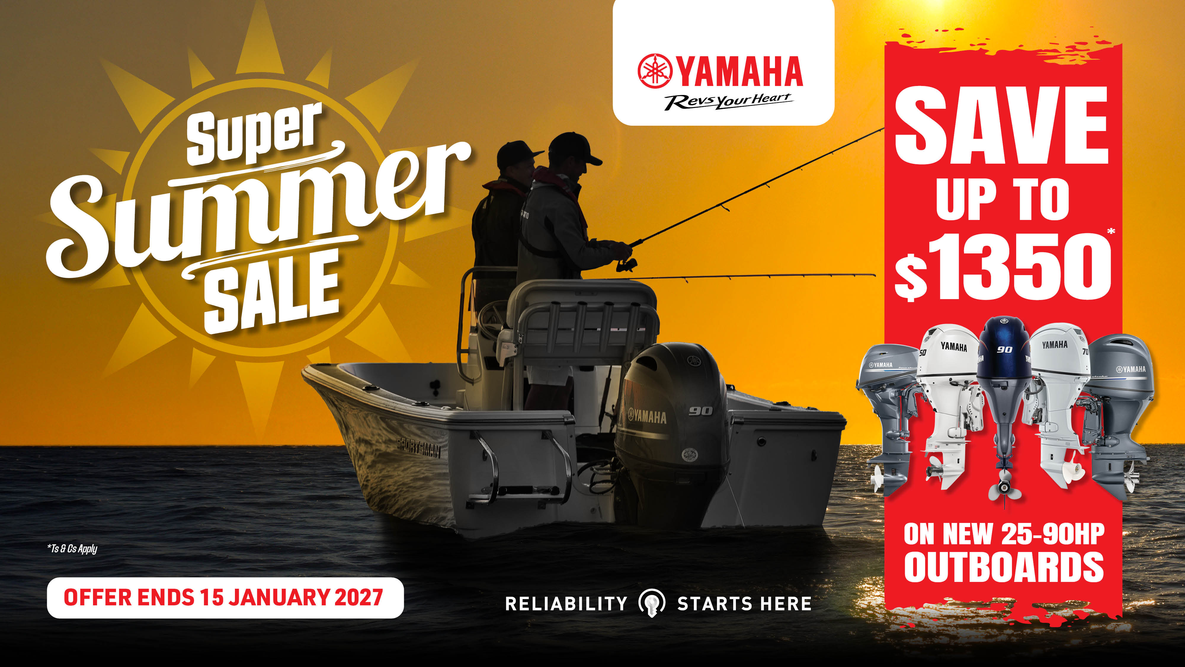 Save Up to $1350 on New Yamaha 25-90HP Outboards
