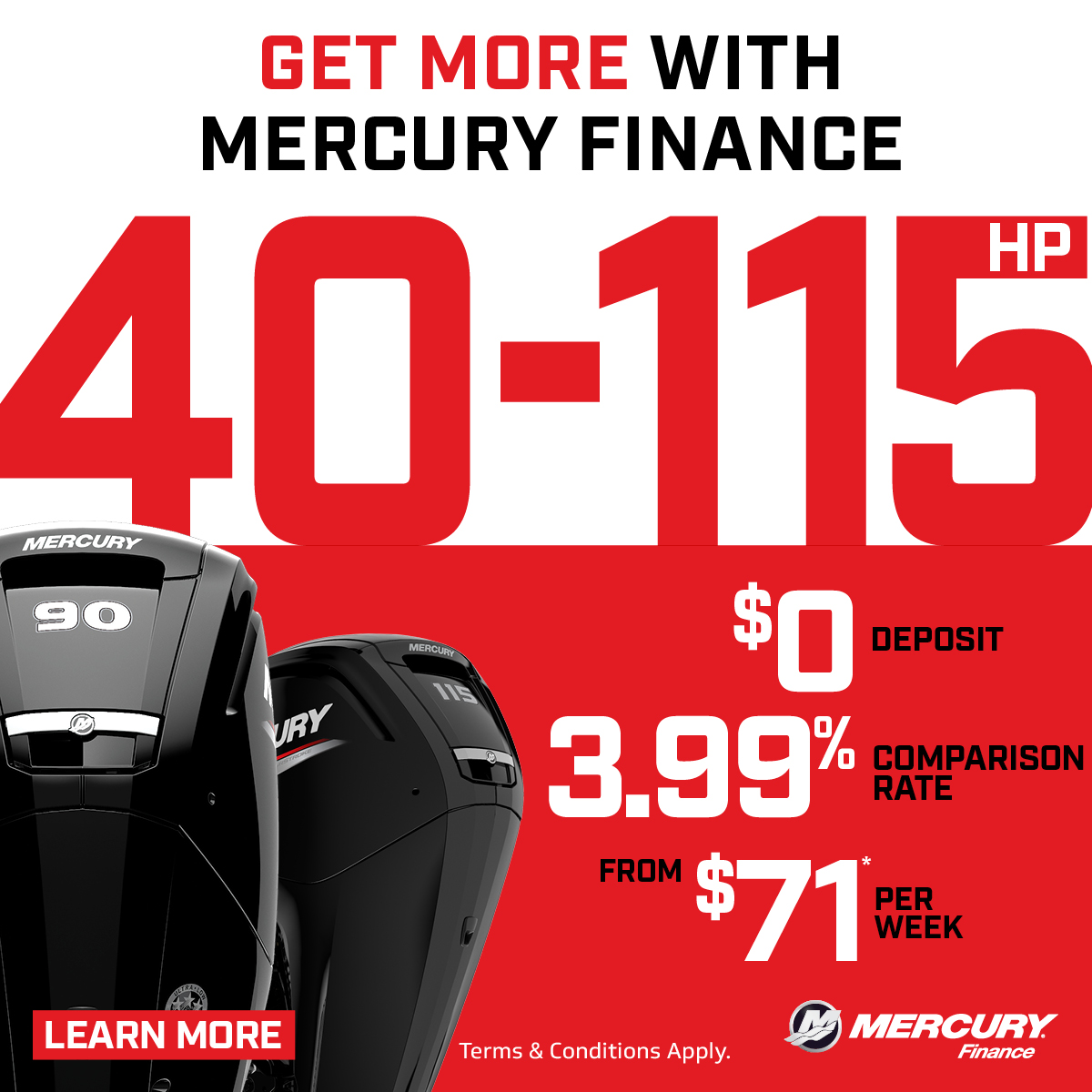 Get More with Mercury Finance: $0 Deposit on 40–115hp